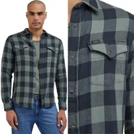 Koszule męskie - Lee CLEAN WESTERN SHIRT Fort ZIELONA KOSZULA W KRATĘ REGULAR ZATRZASKI M - miniaturka - grafika 1