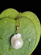 Wisiorki - Naszyjnik z wisiorem z perły barokowej - miniaturka - grafika 1