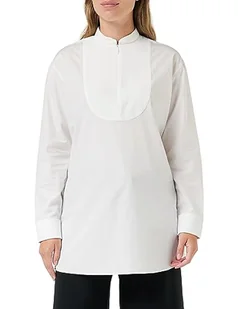 Armani Exchange Damska koszulka z limitowanej edycji We Beat As One Cotton Poplin Tuxedo, biały, S - Koszulki i topy damskie - miniaturka - grafika 1