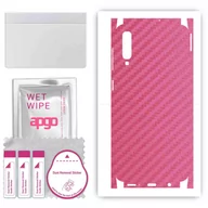 Szkła hartowane na telefon - Folia naklejka skórka strukturalna na TYŁ+BOKI do Samsung Galaxy A50 -  Carbon Różowy - apgo SKINS - miniaturka - grafika 1