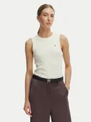 Koszulki i topy damskie - Tommy Hilfiger T-Shirt WW0WW49250 Écru Slim Fit - miniaturka - grafika 1