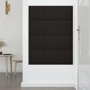 Panele ścienne, 12 szt., czarne, 30x30 cm, tkanina, 1,08 m² - Panele ścienne i boazeria - miniaturka - grafika 7