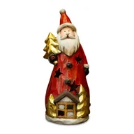 Ozdoby bożonarodzeniowe - Mikołaj z choinką 3622R-16 7 x 7 x 16 cm czerwono-złoty - miniaturka - grafika 1