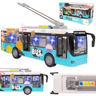 Samochody i pojazdy dla dzieci - Autobus Miejski City Trolejbus Otwierane Drzwi Światła Dźwięki Napęd 1:16 - miniaturka - grafika 1