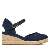 Espadryle damskie - Espadryle Tommy Hilfiger Mid Wedge Espad Closed Toe FW0FW09233 Granatowy - miniaturka - grafika 1