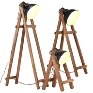 Lampy sufitowe - VidaXL Lampy podłogowe, 3 szt., czarne, E27, lite drewno mango 320593 VidaXL VidaXL - miniaturka - grafika 1