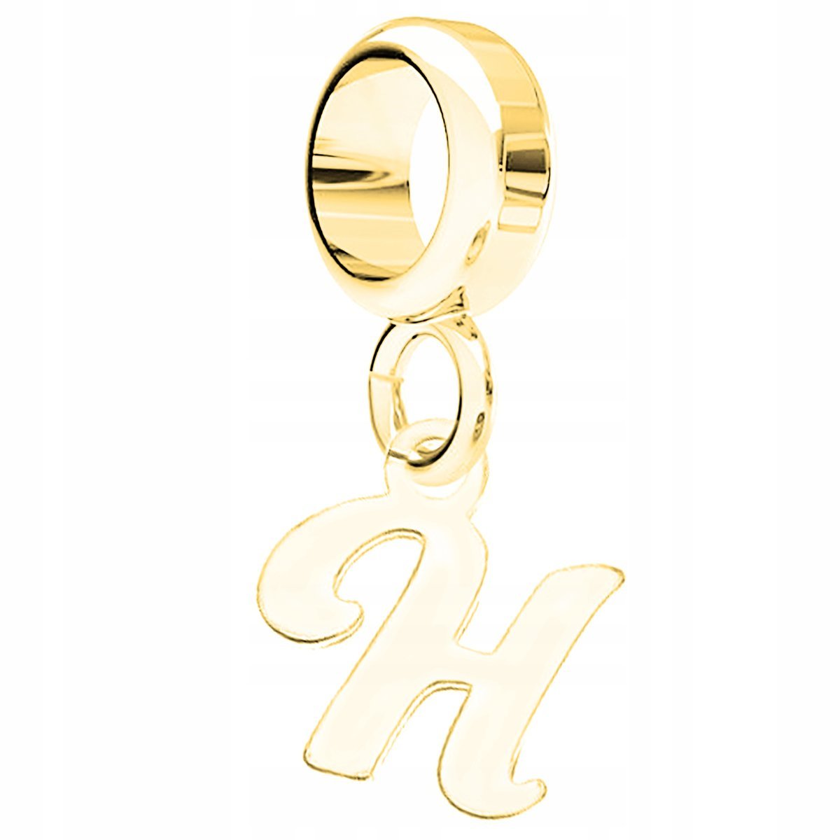 Charms Złoty Blaszka z Literą Inicjałem Znak Literka Inicjał H SREBRO 925