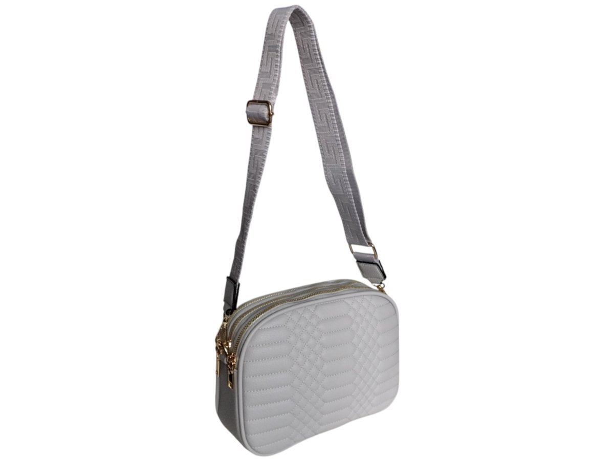 Torebka Damska Pikowana, Mała Listonoszka Na Ramię Szara, Miejski Kuferek