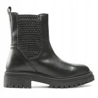 Botki damskie - Geox D26Hrd Damskie Botki Czarne Ze Skórą 38 Ż8C - miniaturka - grafika 1