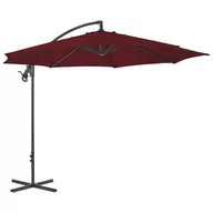 Parasole ogrodowe - vidaXL Parasol wiszący na stalowym słupku, 300 cm, bordowy 312506 - miniaturka - grafika 1