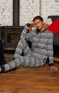 Piżamy damskie - Kombinezon damski w norweski wzór piżama jednoczęściowa Alaska, Kolor granatowy-wzór, Rozmiar M, Italian Fashion - Intymna - miniaturka - grafika 1