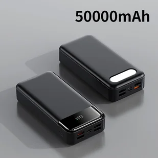 TEMU Super Duża Pojemność 50000mAh, Mobilny Źródło Zasilania z Wyświetlaczem LED, Latarką i Rezerwą Awaryjną, Szybkie Ładowanie 22.5W - Oświetlenie - Inne - miniaturka - grafika 1