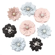 Scrapbooking - Kwiaty papierowe, 8 szt. pastels&black - miniaturka - grafika 1