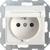 Gniazdka elektryczne - Gira Gniazdo poj. z/u z klapką System 55 - biały z połyskiem - miniaturka - grafika 1