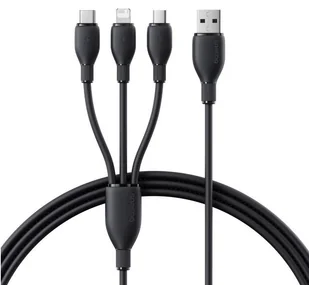 Baseus Kabel ultra-szybkiego ładowania USB-A do M+L+C 3.5A 0.8m Czarny - Kable USB - miniaturka - grafika 1