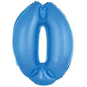 Balony i akcesoria - GoDan Balon foliowy cyfra 0, 14", niebieski FG-C35N0 - miniaturka - grafika 1