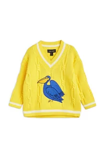 Swetry dla dziewczynek - Mini Rodini sweter bawełniany dziecięcy kolor żółty - grafika 1
