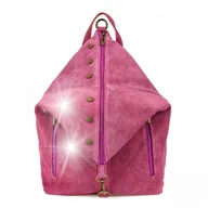 Torebki damskie - Plecak Damski Skórzany Zamszowy duży włoski A4 torebka skórzana rozkładana - miniaturka - grafika 1