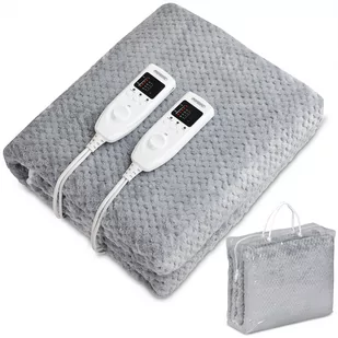 Koc elektryczny Coral Fleece Szary 160x140 Z Timerem - Poduszki, koce i materace lecznicze - miniaturka - grafika 1