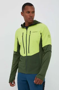 Bluzy męskie - La Sportiva bluza sportowa Session Tech Hoody kolor zielony z kapturem wzorzysta - grafika 1