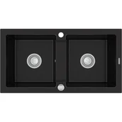 Zlewozmywaki - Mexen Mario zlewozmywak granitowy 2-komorowy 820 x 436 mm, czarny - 6504822000-77 - miniaturka - grafika 1