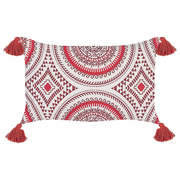 Poduszki dekoracyjne - Bawełniana poduszka dekoracyjna w orientalny wzór 30 x 50 cm czerwono-biała ANTHEMIS Lumarko - miniaturka - grafika 1