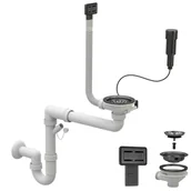 Syfony - Syfon czarny oszczędzający miejsce automatyczny jednokomorowy - prostokątny przelew - miniaturka - grafika 1