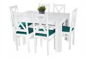 Stoły z krzesłami - Komplet zestaw INTER stół 120/80 + 6 krzeseł biały - miniaturka - grafika 1