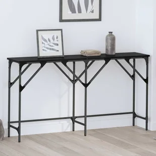 vidaXL Konsola Czarny dąb 140 x 29 x 75 cm Materiał drewnopochodny - Konsole i sekretarzyki - miniaturka - grafika 1