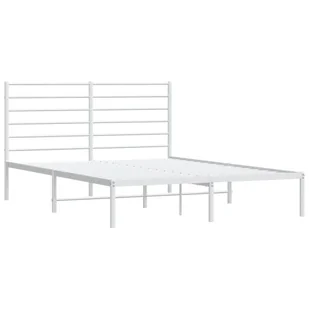 Metalowa rama łóżka z wezgłowiem biała, 140x200 cm Lumarko! - Łóżka - miniaturka - grafika 6