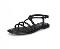 Sandały damskie - Marco Tozzi Sandały Damskie Płaskie Czarne 37 Ż_e - miniaturka - grafika 1