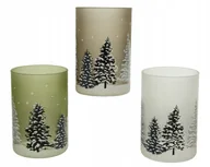 Ozdoby bożonarodzeniowe - Świecznik Szklany Świąteczny Na Tealight Z Choinką 12 Cm - miniaturka - grafika 1
