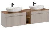 Szafki łazienkowe - Szeroka szafka z umywalką, Iconic, 180x46x46 cm, beżowy, mat - miniaturka - grafika 1