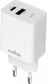 Ładowarki do telefonów - Maxlife ładowarka sieciowa PD QC MXTC-13-20AC 1x USB-C 1x USB 20W biała - miniaturka - grafika 1
