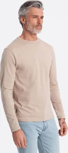 Ombre Męski longsleeve BASIC z okrągłym dekoltem - beżowy V8 OM-LSBL-0106 S - Koszulki męskie - miniaturka - grafika 1