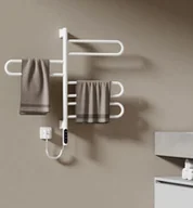 Ręczniki - Elektryczna suszarka do ręczników EMKE 780 x 430 x 90 mm Inteligentny asymetryczny grzejnik łazienkowy 170 W Biały grzejnik Obrotowy podgrzewacz do ręczników - miniaturka - grafika 1