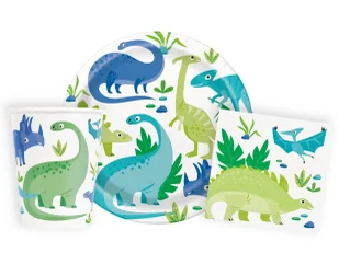 Zestaw urodzinowy Dinozaury - 32 szt. - Dekoracje i nakrycia stołu na imprezę - miniaturka - grafika 1