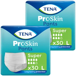 Zestaw Tena Pants Proskin, majtki chłonne, rozmiar L, 100-135 cm, Super, 2 x 30 sztuk - Bielizna lecznicza - miniaturka - grafika 1