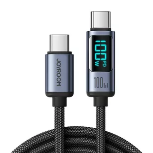 Kabel USB C - USB C 100W 1.2m z wyświetlaczem LED Joyroom S-CC100A16 - czarny - Akcesoria do słuchawek - miniaturka - grafika 1
