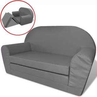 vidaXL vidaXL Sofa amerykanka dziecięca szara - Pufy i podnóżki - miniaturka - grafika 1