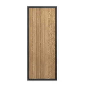 Lamele obrotowe separujące 202.5x80 cm dębowy z czarną ramą - Panele ścienne i boazeria - miniaturka - grafika 1