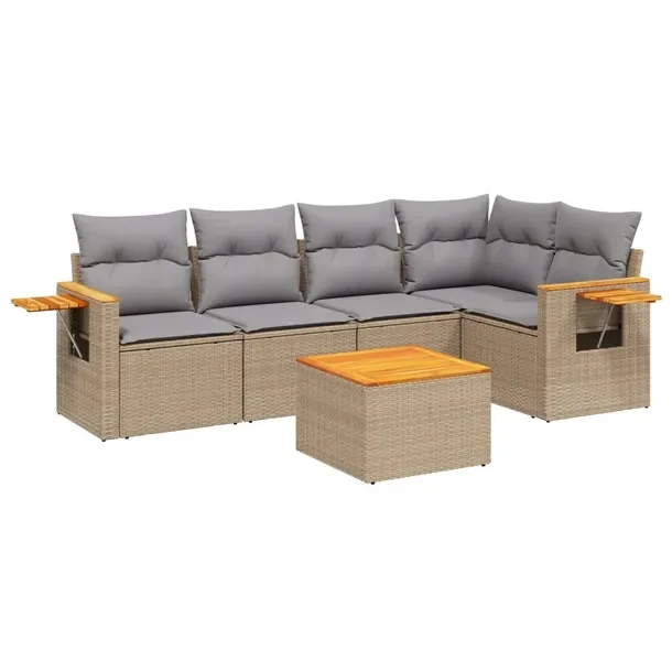 Zestaw mebli ogrodowych modułowych beżowy rattan PE - 62 x 62 x 69 cm
