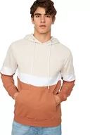 Bluzy męskie - Trendyol Męska, beżowa, męska bluza z kapturem Kangaroo Pockets New Hooded Sweatshirt, M - miniaturka - grafika 1