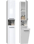 Szafki łazienkowe - Szafka Łazienkowa Regał Słupek Kosz Nel Iii Biały Połysk - miniaturka - grafika 1