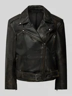 Kurtki damskie - Kurtka w stylu Biker z kieszeniami zapinanymi na zamek błyskawiczny model ‘NANA’ - miniaturka - grafika 1