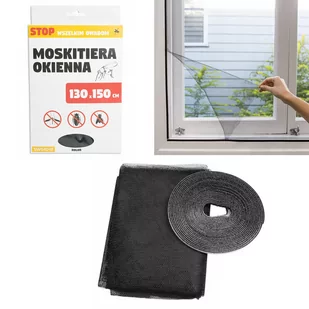 MOSKITIERA SIATKA NA OKNO OWADY 130X150 CM + RZEP CZARNA - Moskitiery - miniaturka - grafika 1