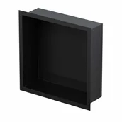 Półki łazienkowe - Półka wnękowa 30 x 30 x 10 cm czarna ze szklaną nakładką na dno - miniaturka - grafika 1