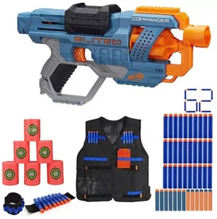 Nerf Elite 2.0 Commander E9485 + 50 strzałek + kamizelka + opaska + cele - Zabawki militarne - miniaturka - grafika 1