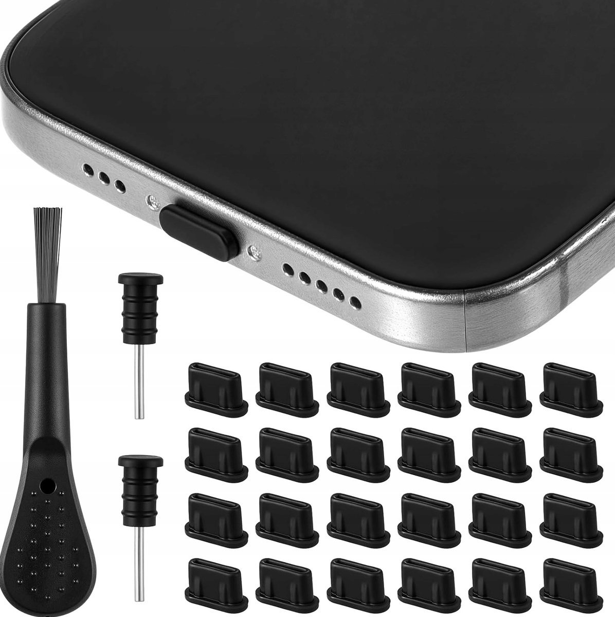 WTYCZKA PRZECIWPYŁOWA ZATYCZKA USB TYP C TELEFON OSLONA 24 SZTUK ETUI