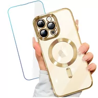 Etui i futerały do telefonów - Etui MagSafe Case do Apple iPhone 14 Pro Max Alogy Glamour Luxury Ring obudowa Złote przezroczyste + Szkło - miniaturka - grafika 1